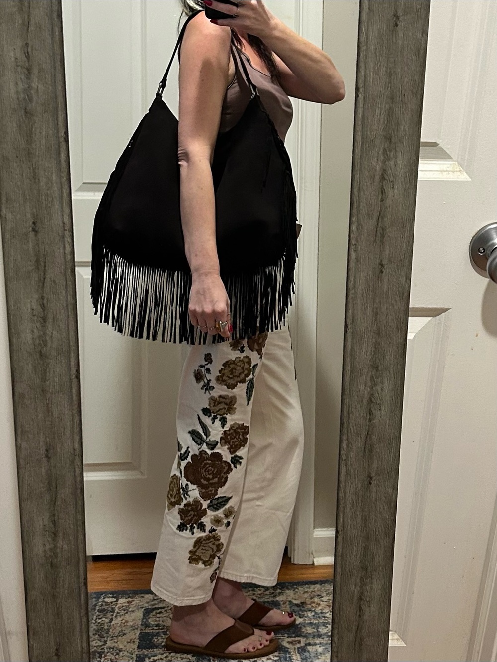 NWT Free People Finn Suede Fringe Shoulder Bag w/ Included Bag Charm - Picture 3 of 16